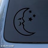 MOON & STARS - Sky Space - Car, Truck, Notebook, Vinyl Decal Sticker #1025 | Vinyl Color: Black