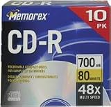 MEMOREX 3202-4514 80 Minute CD-Rs with Slimline Jewel Cases, 10 pack (MEMOREX 32024514)