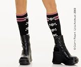 Acrylic Stripe Top Knee Hi W/Skulls On The Side