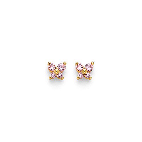 14k Yellow Gold Plated Butterfly Children Stud Earrings with Screw-back