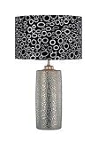 Lite Source LS-21280 Silvio Ceramic Table Lamp, Silver Base with Black and White Printed Fabric Shade
