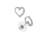 Sterling Silver Polished and CZ Lined Heart Earrings