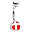 Stainless Steel Flag of Denmark Logo Belly Ring