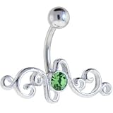 REVERSIBLE Green SINGLE GEM TRIBAL No. 2 Belly Button Ring