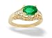 14K Yellow Gold Genuine Oval Emerald and Diamond Antique Style Ring