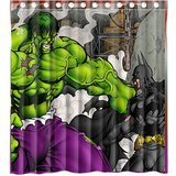 Custom Hulk Vs Batman Waterproof Polyester Fabric Bathroom Shower Curtain Standard Size 66(w)x72(h)
