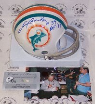 Larry Csonka Autographed Miami Dolphins 2-Bar Mini Football Helmet with 