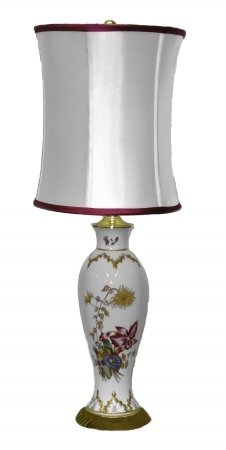 Ivory Porcelain Floral Design Table Lamp