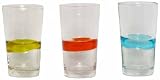 Hand Blown Glass Three Color Swirl Tumbler Glass 5.5"H Set of Six