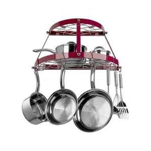 Range Kleen Wrought Iron 2-Shelf Pot Rack - Red by