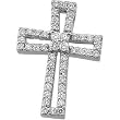 14K White Gold Diamond Cross Pendant