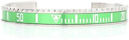 Jet Hudson- Men's Women's Unisex Stainless Steel Watch Bezel Cuff Bangle Bracelet- One-Size-Fits-All (Green)