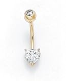 14K CZ Heart Belly Ring ES-1966