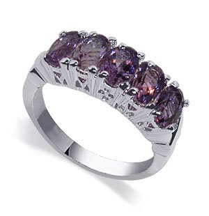Sterling Silver Band Amethyst Gemstone Ring