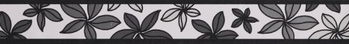 A.S. Cr&eacute;ation 1192-30 Bord&uuml;re selbstklebend, Blumen, wei&szlig; grau schwarz