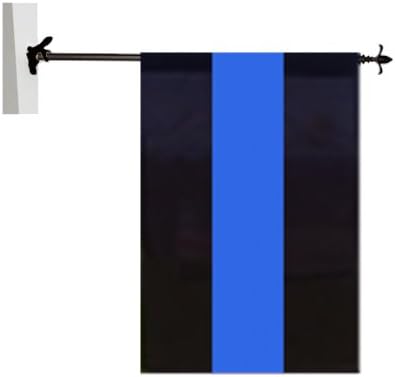 Flagcenter - Thin Blue Line 2.5 x 4 Foot House Banner with Black Pole and Matching Bracket