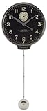IMAGE OF Designer Black Silver Wall Clock Long Pendulum Large