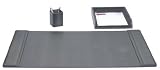 Genuine Top-Grain Black Leather 3-piece Desk Set