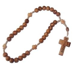 Threaded olive wood Anglican Rosary 9" long