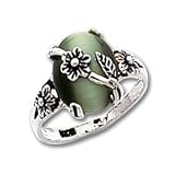 Sterling Silver Green Cat's Eye Ring