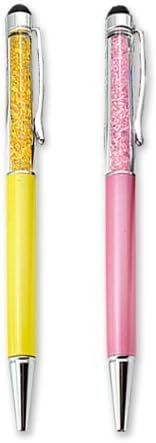 Treasure Valley - 2PCS Universal Capacitive Stylus Pen 2 In 1 Crystal Long Ball Pen Compatible with All Touchscreen Devices Android Tabletss, iPod Touch, iPhone 4, 4S, 5, 5S, Samsung Galaxy Note 2, Galaxy Note 3, Galaxy S4, Galaxy S5, iPad Air, iPad Mini, Sony, BlackBerry, Kindle Fire, Droid Phones, Touch Screen Phones Yellow, Pink