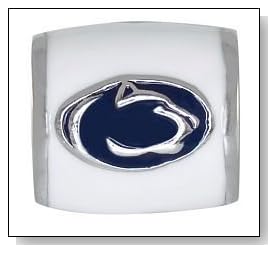 PENN STATE Nittany Lions White Logo 925 Silver European College Charm Bead