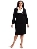 Lesuit Womens Contrast Bow Collar Skirt Suit