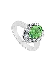 Emerald and Diamond Ring 14K White Gold - 1.50 CT TGW