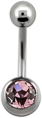 G23 Titanium 1/2 inch Light Purple Gem Curved Belly Ring