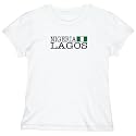 T-Shirt Woman White Elegant Flag " Lagos " Nigeria City