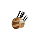 Review WD lifestyle WDE008 / Italian Multi Wood Round Knife Block Set with 6 Piece.
