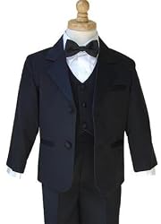 Children's Tuxedo Black 2 Button Notch Lapel (Sizes 0-16)-Includes Tuxedo, Shirt, Vest and Bowtie!