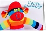 Happy Birthday, colorful sock monkey Card