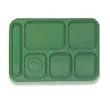 Food Service Rectangular Compartment Lunch Tray, 6 Compartment, Left-Handed, Rainforest Green