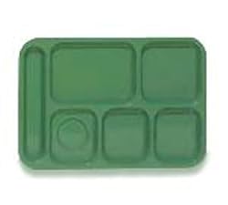 Food Service Rectangular Compartment Lunch Tray, 6 Compartment, Left-Handed, Rainforest Green