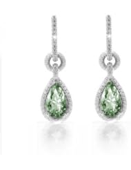 3.57Ct Amethyst & VS Diamonds Dangling Earrings 14K Gold