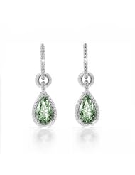 3.57Ct Amethyst & Diamonds Dangling Pendant Earrings 18k Gold