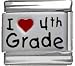 Jewelry : Clearly Charming I Heart 4th Grade Red Heart Laser Italian Charm