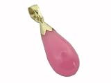 Pink Jade Classic Teardrop Pendant, 14k Gold