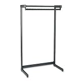Quartet 36" Wide Single-Side Garment Rack W/Shelf, Powder Coated Textured Steel, Black