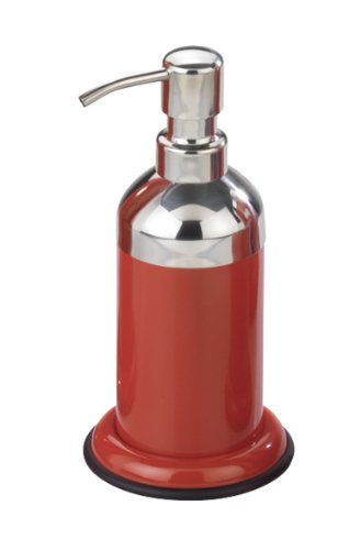 WENKO 18434100 Seifenspender Retoro - Edelstahl, &Oslash; 9 x 19 cm, rot gl&auml;nzend Preisvergleich