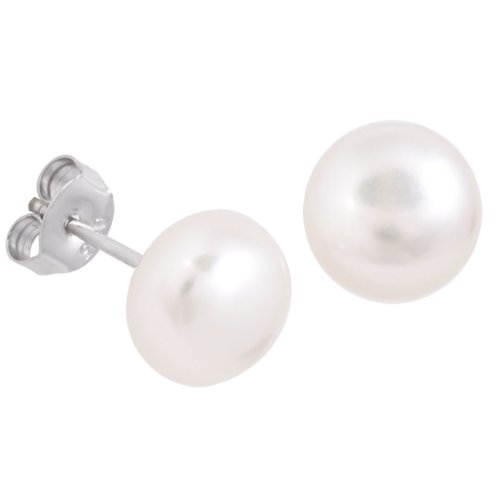 Bella Donna Damen Perlen-Ohrstecker 925/000 Silber 2 S&uuml;&szlig;wasserzucht-Perlen wei&szlig; Button 9,0 Preisvergleich