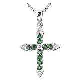 14KWhiteGoldEmeraldDiamondCrossNecklace(SI2-I1clarity,Whitecolor)