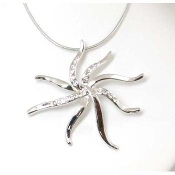 Classy Clear Crystal Sun Style Necklace on a 16 Chain By The Olivia Collection