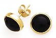 14K 7MM CABOCHON ONYX EARRING