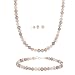 Sterling Silver 5.5-6mm Genuine Freshwater Cultured Multi-Color Pearl Necklace Bracelet & Stud Earring Set