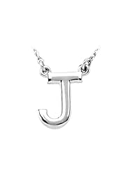 Block Initial Necklace in Sterling Silver, Letter J