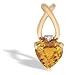 14K Yellow Gold Genuine Heart Citrine and Diamond Pendant