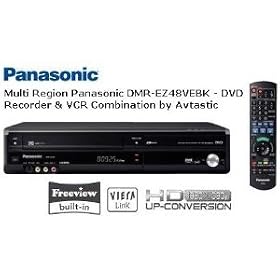 Multi Region Panasonic DMR-EZ48VEBK - DVD Recorder & VCR Combination - With 1080P Up-Conversion and Freeview - Black
