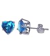 6 MM Heart Blue Zircon Cubic Zirconia .925 Sterling Silver Post Back Stud Earrings